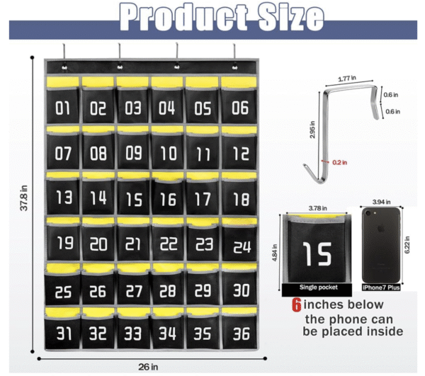 IBenzer Class Pocket Chart - 36 Pockets Black - Image 2